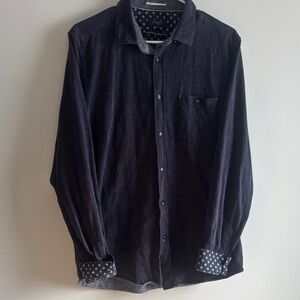 Ted Baker Men's Dark Blue Button-Down Shirt with flip cuff